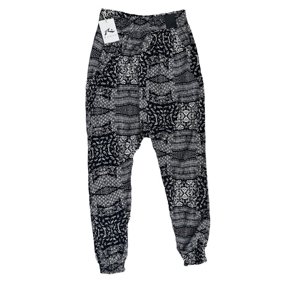 Rusty White Black Printed Casual Lightweight Grage Pants Size M - Picture 3 of 16
